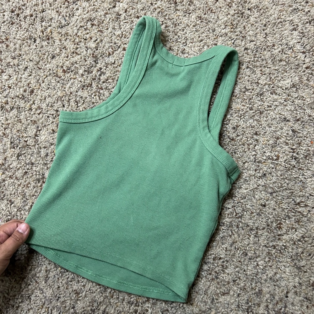 Tilly's Sage Ribbed Tank Top - Picture 3 of 4